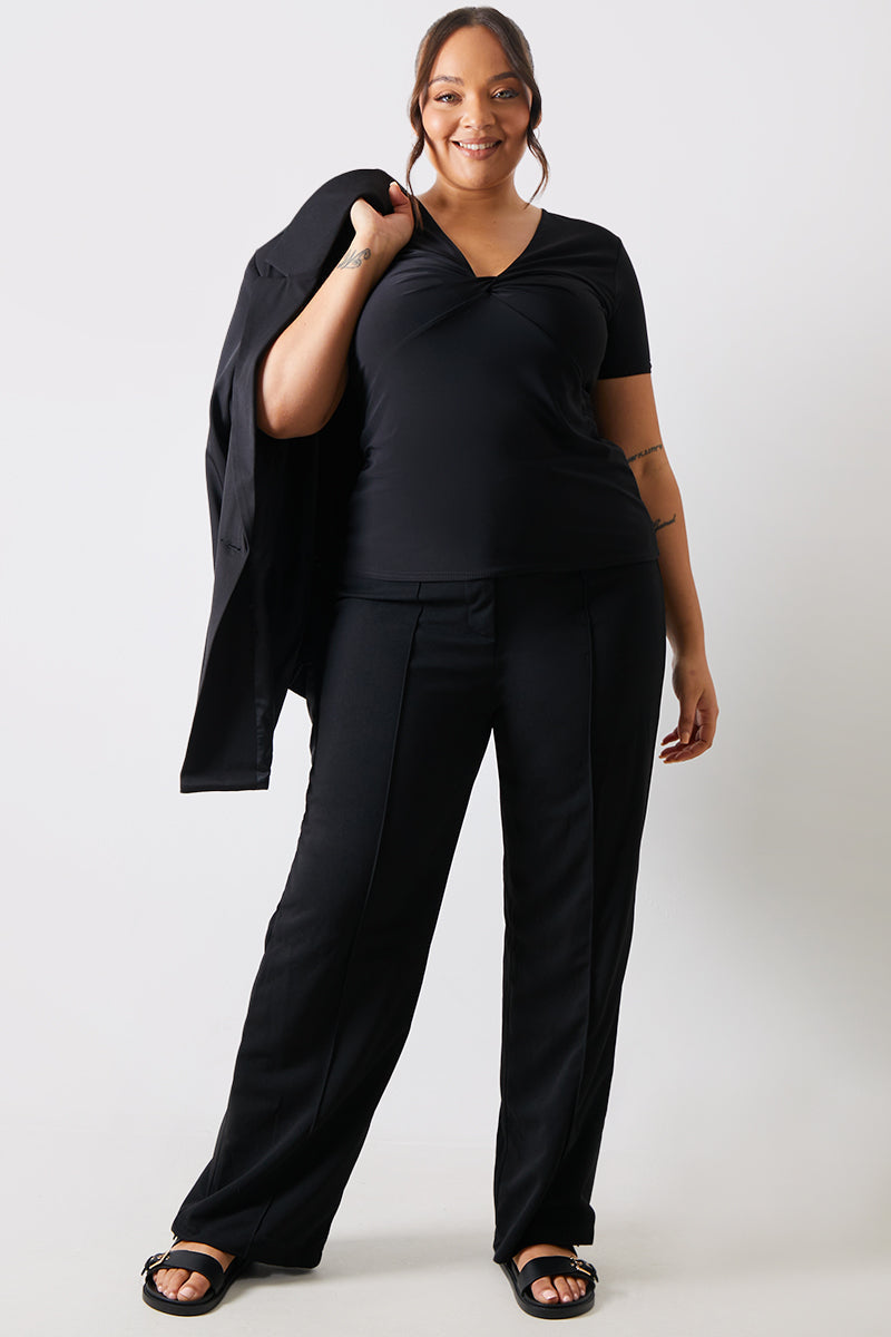 Slinky Twist Front Short Sleeve Top