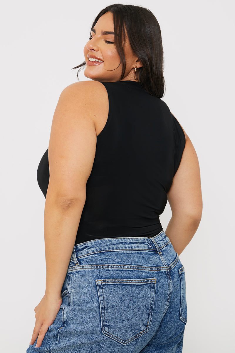 Racer Neck Double Layer Slinky Bodysuit