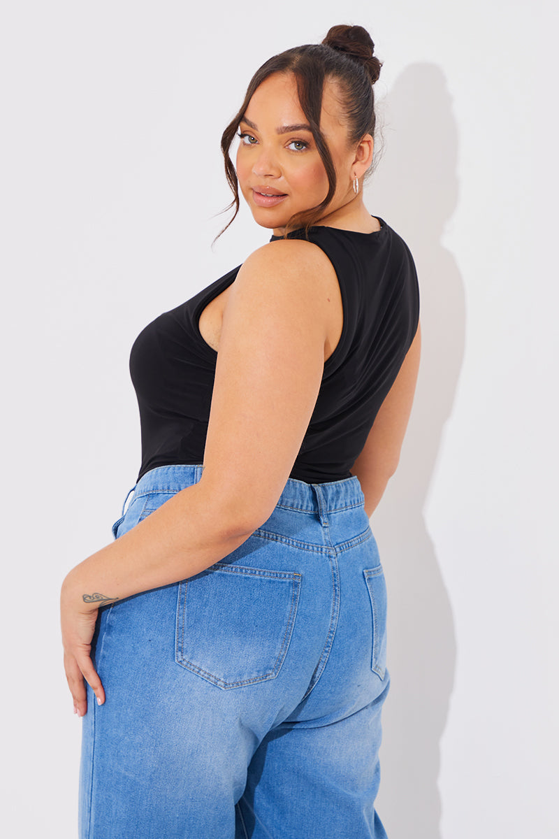 Racer Neck Double Layer Slinky Bodysuit