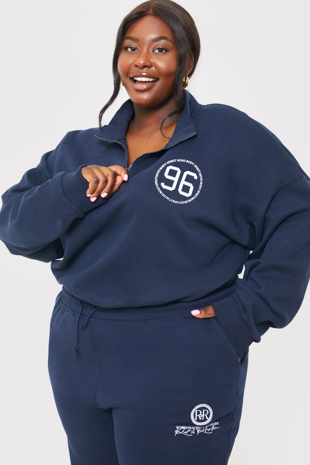 Half Zip '96' Printed Toggle Sweater