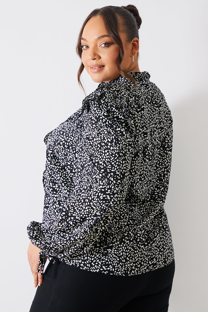 Printed Ruffle Blouse