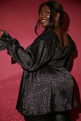 Shirred Waist Long Sleeve Top