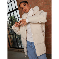 Chi Chi London Padded Puffer Coat in Cream